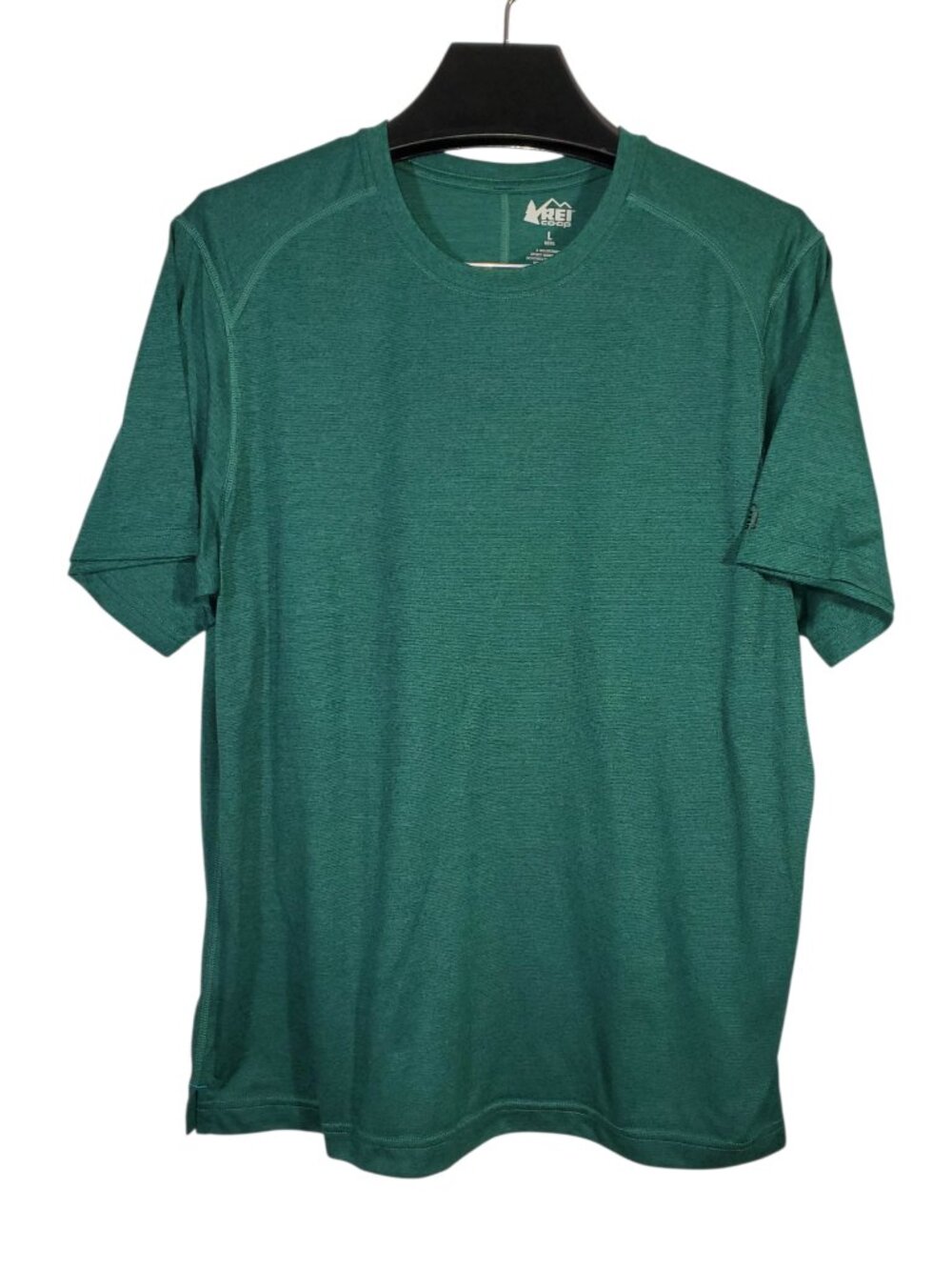 REI Co-Op T-Shirt Men's L Heathered Green Crewneck Reflective Athletic Hiking